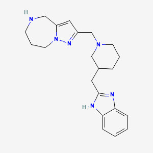 molecular formula C21H28N6 B5426249 2-{[3-(1H-benzimidazol-2-ylmethyl)-1-piperidinyl]methyl}-5,6,7,8-tetrahydro-4H-pyrazolo[1,5-a][1,4]diazepine 