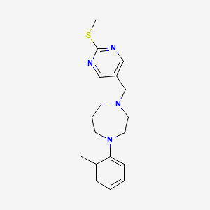 molecular formula C18H24N4S B5426287 1-(2-methylphenyl)-4-{[2-(methylthio)-5-pyrimidinyl]methyl}-1,4-diazepane 