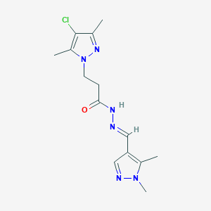 molecular formula C14H19ClN6O B5426291 3-(4-CHLORO-3,5-DIMETHYL-1H-PYRAZOL-1-YL)-N-[(E)-1-(1,5-DIMETHYL-1H-PYRAZOL-4-YL)METHYLIDENE]PROPANOHYDRAZIDE 