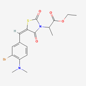 molecular formula C17H19BrN2O4S B5426329 ethyl 2-[(5E)-5-[[3-bromo-4-(dimethylamino)phenyl]methylidene]-2,4-dioxo-1,3-thiazolidin-3-yl]propanoate 