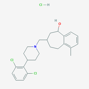 molecular formula C24H30Cl3NO B542633 5H-苯并环庚烯-5-醇，7-[[4-(2,6-二氯苯基)-1-哌啶基]甲基]-6,7,8,9-四氢-1-甲基-，盐酸盐，(5R,7R)-rel-(9CI) CAS No. 371980-94-8