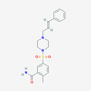 molecular formula C21H25N3O3S B5426364 2-methyl-5-[4-[(E)-3-phenylprop-2-enyl]piperazin-1-yl]sulfonylbenzamide 