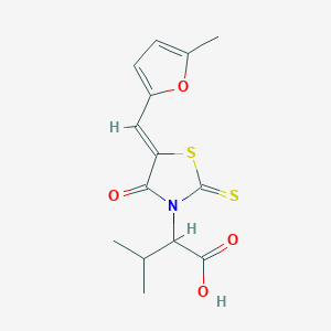 3-methyl-2-[(5Z)-5-[(5-methylfuran-2-yl)methylidene]-4-oxo-2-sulfanylidene-1,3-thiazolidin-3-yl]butanoic acid