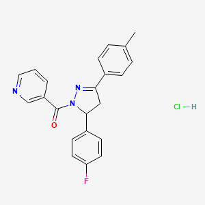 molecular formula C22H19ClFN3O B5426588 [3-(4-Fluorophenyl)-5-(4-methylphenyl)-3,4-dihydropyrazol-2-yl]-pyridin-3-ylmethanone;hydrochloride 