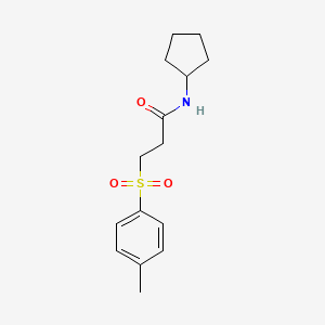 molecular formula C15H21NO3S B5426610 N-cyclopentyl-3-[(4-methylphenyl)sulfonyl]propanamide 