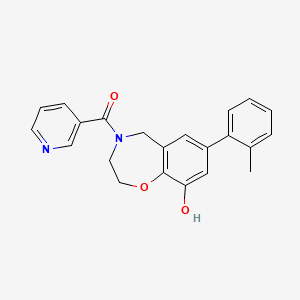 molecular formula C22H20N2O3 B5426682 7-(2-methylphenyl)-4-(pyridin-3-ylcarbonyl)-2,3,4,5-tetrahydro-1,4-benzoxazepin-9-ol 