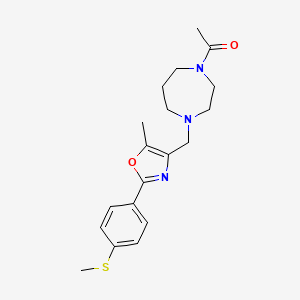 molecular formula C19H25N3O2S B5426738 1-acetyl-4-({5-methyl-2-[4-(methylthio)phenyl]-1,3-oxazol-4-yl}methyl)-1,4-diazepane 