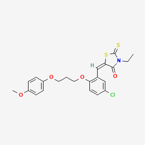 molecular formula C22H22ClNO4S2 B5426746 (5E)-5-[[5-chloro-2-[3-(4-methoxyphenoxy)propoxy]phenyl]methylidene]-3-ethyl-2-sulfanylidene-1,3-thiazolidin-4-one 