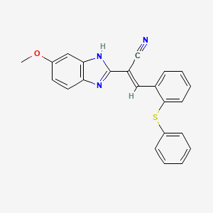 molecular formula C23H17N3OS B5426786 (2E)-2-(5-methoxy-1H-benzimidazol-2-yl)-3-[2-(phenylsulfanyl)phenyl]prop-2-enenitrile 