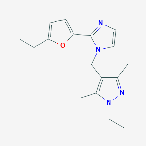 molecular formula C17H22N4O B5426789 1-ethyl-4-{[2-(5-ethyl-2-furyl)-1H-imidazol-1-yl]methyl}-3,5-dimethyl-1H-pyrazole 