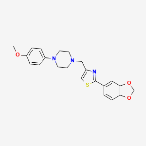 molecular formula C22H23N3O3S B5426792 2-(1,3-BENZODIOXOL-5-YL)-4-{[4-(4-METHOXYPHENYL)PIPERAZINO]METHYL}-1,3-THIAZOLE 