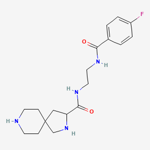 molecular formula C18H25FN4O2 B5426804 N-{2-[(4-fluorobenzoyl)amino]ethyl}-2,8-diazaspiro[4.5]decane-3-carboxamide dihydrochloride 