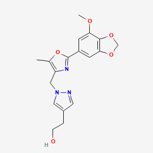 molecular formula C18H19N3O5 B5426815 2-(1-{[2-(7-methoxy-1,3-benzodioxol-5-yl)-5-methyl-1,3-oxazol-4-yl]methyl}-1H-pyrazol-4-yl)ethanol 