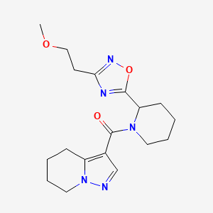 molecular formula C18H25N5O3 B5426826 3-({2-[3-(2-methoxyethyl)-1,2,4-oxadiazol-5-yl]piperidin-1-yl}carbonyl)-4,5,6,7-tetrahydropyrazolo[1,5-a]pyridine 