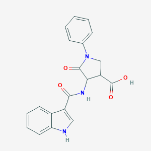 molecular formula C20H17N3O4 B542704 4-(1H-indole-3-carbonylamino)-5-oxo-1-phenylpyrrolidine-3-carboxylic acid 