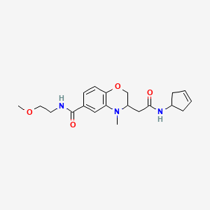 molecular formula C20H27N3O4 B5427752 3-[2-(cyclopent-3-en-1-ylamino)-2-oxoethyl]-N-(2-methoxyethyl)-4-methyl-3,4-dihydro-2H-1,4-benzoxazine-6-carboxamide 