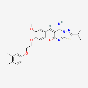 molecular formula C26H28N4O4S B5427793 (6Z)-6-({4-[2-(3,4-DIMETHYLPHENOXY)ETHOXY]-3-METHOXYPHENYL}METHYLIDENE)-5-IMINO-2-(PROPAN-2-YL)-5H,6H,7H-[1,3,4]THIADIAZOLO[3,2-A]PYRIMIDIN-7-ONE 