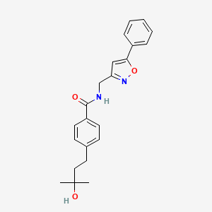 molecular formula C22H24N2O3 B5428037 4-(3-hydroxy-3-methylbutyl)-N-[(5-phenyl-3-isoxazolyl)methyl]benzamide 