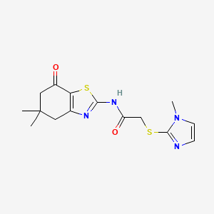 molecular formula C15H18N4O2S2 B5428405 N~1~-(5,5-DIMETHYL-7-OXO-4,5,6,7-TETRAHYDRO-1,3-BENZOTHIAZOL-2-YL)-2-[(1-METHYL-1H-IMIDAZOL-2-YL)SULFANYL]ACETAMIDE 