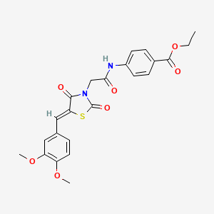 molecular formula C23H22N2O7S B5428420 ethyl 4-({[(5Z)-5-(3,4-dimethoxybenzylidene)-2,4-dioxo-1,3-thiazolidin-3-yl]acetyl}amino)benzoate 