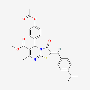 molecular formula C27H26N2O5S B5428451 methyl (2Z)-5-[4-(acetyloxy)phenyl]-7-methyl-3-oxo-2-[4-(propan-2-yl)benzylidene]-2,3-dihydro-5H-[1,3]thiazolo[3,2-a]pyrimidine-6-carboxylate 