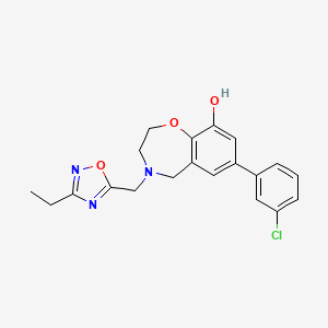 molecular formula C20H20ClN3O3 B5428492 7-(3-chlorophenyl)-4-[(3-ethyl-1,2,4-oxadiazol-5-yl)methyl]-2,3,4,5-tetrahydro-1,4-benzoxazepin-9-ol 