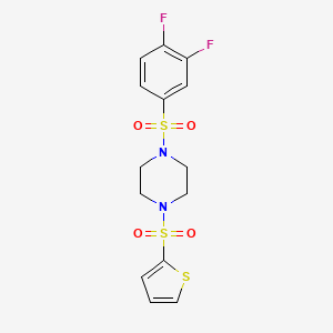 molecular formula C14H14F2N2O4S3 B5428503 1-[(3,4-difluorophenyl)sulfonyl]-4-(2-thienylsulfonyl)piperazine 