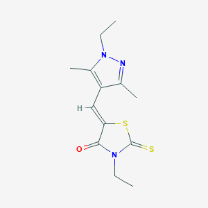 molecular formula C13H17N3OS2 B5428513 3-ethyl-5-[(1-ethyl-3,5-dimethyl-1H-pyrazol-4-yl)methylene]-2-thioxo-1,3-thiazolidin-4-one 