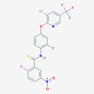 molecular formula C19H9ClF5N3O3S B543123 N-[4-[3-氯-5-(三氟甲基)吡啶-2-基]氧基-2-氟苯基]-2-氟-5-硝基苯甲硫酰胺 