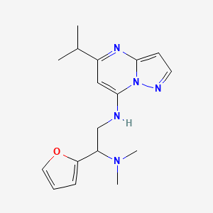 molecular formula C17H23N5O B5431587 1-(2-furyl)-N~2~-(5-isopropylpyrazolo[1,5-a]pyrimidin-7-yl)-N~1~,N~1~-dimethyl-1,2-ethanediamine 