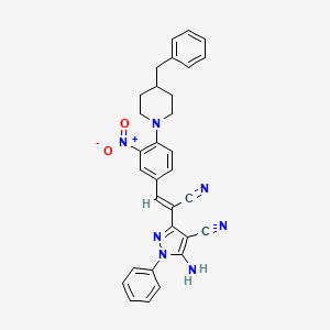 5-amino-3-{2-[4-(4-benzyl-1-piperidinyl)-3-nitrophenyl]-1-cyanovinyl}-1-phenyl-1H-pyrazole-4-carbonitrile