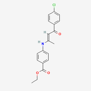 molecular formula C19H18ClNO3 B5431772 ethyl 4-{[3-(4-chlorophenyl)-1-methyl-3-oxo-1-propen-1-yl]amino}benzoate 