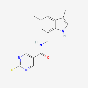 molecular formula C18H20N4OS B5431779 2-(methylthio)-N-[(2,3,5-trimethyl-1H-indol-7-yl)methyl]pyrimidine-5-carboxamide 