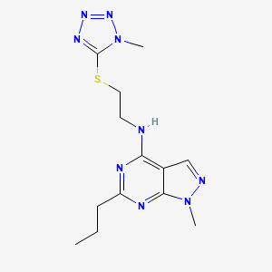 molecular formula C13H19N9S B5431787 1-methyl-N-{2-[(1-methyl-1H-tetrazol-5-yl)thio]ethyl}-6-propyl-1H-pyrazolo[3,4-d]pyrimidin-4-amine 