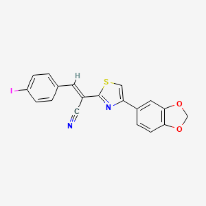 molecular formula C19H11IN2O2S B5431907 (E)-2-[4-(1,3-benzodioxol-5-yl)-1,3-thiazol-2-yl]-3-(4-iodophenyl)prop-2-enenitrile 