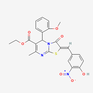 ethyl 2-(4-hydroxy-3-nitrobenzylidene)-5-(2-methoxyphenyl)-7-methyl-3-oxo-2,3-dihydro-5H-[1,3]thiazolo[3,2-a]pyrimidine-6-carboxylate