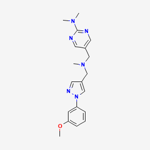 molecular formula C19H24N6O B5431967 5-{[{[1-(3-methoxyphenyl)-1H-pyrazol-4-yl]methyl}(methyl)amino]methyl}-N,N-dimethyl-2-pyrimidinamine 