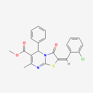 molecular formula C22H17ClN2O3S B5431992 methyl 2-(2-chlorobenzylidene)-7-methyl-3-oxo-5-phenyl-2,3-dihydro-5H-[1,3]thiazolo[3,2-a]pyrimidine-6-carboxylate 