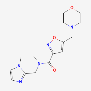 molecular formula C15H21N5O3 B5432041 N-methyl-N-[(1-methyl-1H-imidazol-2-yl)methyl]-5-(morpholin-4-ylmethyl)isoxazole-3-carboxamide 