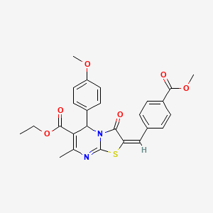 molecular formula C26H24N2O6S B5432089 ethyl (2E)-2-[4-(methoxycarbonyl)benzylidene]-5-(4-methoxyphenyl)-7-methyl-3-oxo-2,3-dihydro-5H-[1,3]thiazolo[3,2-a]pyrimidine-6-carboxylate CAS No. 305866-71-1