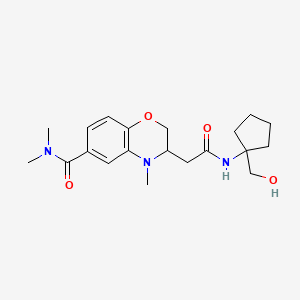 molecular formula C20H29N3O4 B5432184 3-(2-{[1-(hydroxymethyl)cyclopentyl]amino}-2-oxoethyl)-N,N,4-trimethyl-3,4-dihydro-2H-1,4-benzoxazine-6-carboxamide 