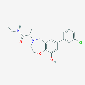 molecular formula C20H23ClN2O3 B5432189 2-[7-(3-chlorophenyl)-9-hydroxy-2,3-dihydro-1,4-benzoxazepin-4(5H)-yl]-N-ethylpropanamide 