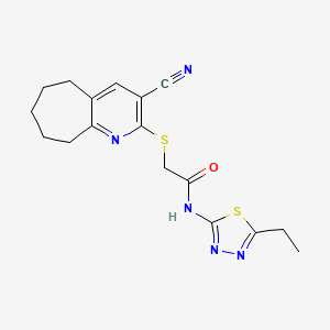 2-[(3-cyano-6,7,8,9-tetrahydro-5H-cyclohepta[b]pyridin-2-yl)sulfanyl]-N-(5-ethyl-1,3,4-thiadiazol-2-yl)acetamide