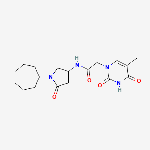 N-(1-cycloheptyl-5-oxopyrrolidin-3-yl)-2-(5-methyl-2,4-dioxo-3,4-dihydropyrimidin-1(2H)-yl)acetamide