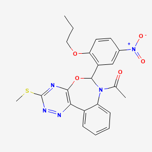 molecular formula C22H21N5O5S B5432274 7-acetyl-3-(methylthio)-6-(5-nitro-2-propoxyphenyl)-6,7-dihydro[1,2,4]triazino[5,6-d][3,1]benzoxazepine 