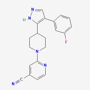 2-[4-[4-(3-fluorophenyl)-1H-pyrazol-5-yl]piperidin-1-yl]pyridine-4-carbonitrile