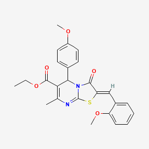 molecular formula C25H24N2O5S B5432391 ETHYL (2Z)-5-(4-METHOXYPHENYL)-2-[(2-METHOXYPHENYL)METHYLIDENE]-7-METHYL-3-OXO-2H,3H,5H-[1,3]THIAZOLO[3,2-A]PYRIMIDINE-6-CARBOXYLATE 