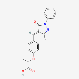 2-(4-{[(4E)-3-Methyl-5-oxo-1-phenyl-4,5-dihydro-1H-pyrazol-4-ylidene]methyl}phenoxy)propanoic acid