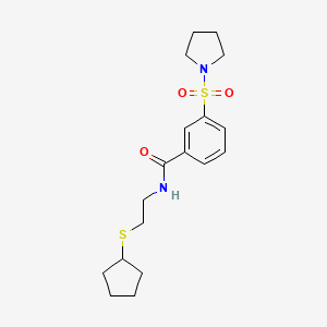 molecular formula C18H26N2O3S2 B5432480 N-[2-(cyclopentylthio)ethyl]-3-(1-pyrrolidinylsulfonyl)benzamide 