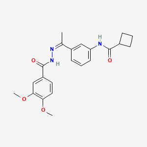 molecular formula C22H25N3O4 B5432519 N-{3-[N-(3,4-dimethoxybenzoyl)ethanehydrazonoyl]phenyl}cyclobutanecarboxamide 